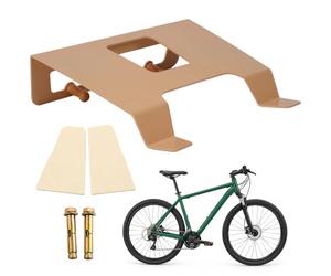 Relaxdays Soporte Mural Bici, hasta 30 kg, 9,5x35x30,5 cm, Color | Bandeja y ganchos, soporte bici 3 en 1, acero y madera, moderno, sótano, recibidor