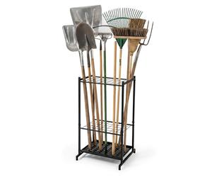 Relaxdays soporte para 35 herramientas de jardín, garaje y cobertizo, negro
