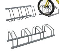 Relaxdays Soporte para 4 Bicicletas, Montaje Suelo/Pared, neumáticos hasta 65 mm, Acero Plateado, 27 x 101 x 34 cm