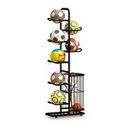 Relaxdays Soporte para balones con 7 estantes negro