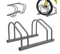 Relaxdays Soporte para bicis, Montaje en Suelo y Pared, 2 Bicicletas, Ruedas ≤65 mm, Acero Plateado, 27 x 51 x 34 cm