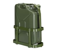 Relaxdays Soporte Bidón Gasolina Coche, 10 y 20 L, Garrafa Gasóleo Reserva, Transporte Combustible, Hierro, Verde