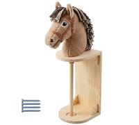 Relaxdays Soporte para Caballo, Pared, Hobby Horse, Altura: 35 x 15 x 15 cm, niños, Caballo, establo, Madera, Natural