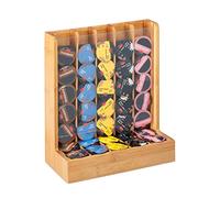 Relaxdays Soporte para cápsulas de café, Organizador, Bambú & Fibra acrílica, 29 x 24,5 x 12 cm, 1 Ud., Marrón