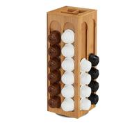 relaxdays Soporte para cápsulas de Dolce Gusto, Giratorio, Dispensador de bambú, 40,5 x 14 x 14 cm, 1 Ud, Marrón