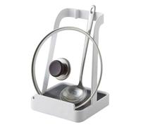 Relaxdays Soporte para cucharas y tapas de ollas blanco