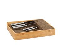 Relaxdays Soporte para Cuchillos de Cajón, Bambú, Beige, 6,5 x 38 x 33,5 cm | Separador de cajón para guardar cuchillos, organizador de cajones, dimensiones: 6,5 x 38 x 33,5 cm