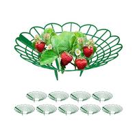 Relaxdays Soporte para Fresas, Set de 10, Protección contra Caracoles, Plástico, Rejilla Anti Putrefacción y Moho, Verde, 10 x 30 cm