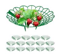 Relaxdays Soporte para Fresas, Set de 15, Protección contra Caracoles, Plástico, Rejilla Anti Putrefacción y Moho, Verde, 10 x 30 cm