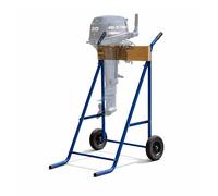 Relaxdays Soporte para fueraborda acero y madera azul,marrón claro,negro