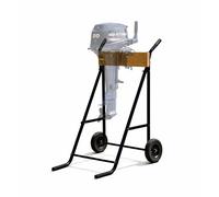 Relaxdays Soporte para fueraborda acero y madera marrón claro,negro