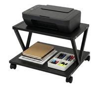 Relaxdays Soporte para Impresora, 2 Niveles, MDF y Metal, 28x44x28 cm, Negro