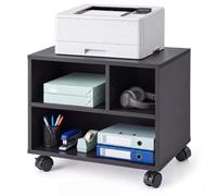 Relaxdays Soporte para Impresora con Ruedas, 3 Compartimentos, Negro | 35 x 40,5 x 30 cm