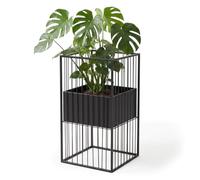 Relaxdays Soporte para macetas B, Rectangular, Negro, Metal, salón/Pasillo | 61 x 30,5 x 30,5 cm