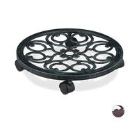 relaxdays Soporte para Macetas con Ruedas, Base Plantas Redonda de Interior y Exterior, 1 Ud., Ø 38 cm, Aluminio, Verde