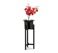 Relaxdays Soporte para macetas, Soporte para Flores con Maceta, Moderno, metálico para Plantas, HxD: 60 x 21,5 cm, Negro