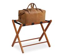 Relaxdays Soporte para Maletas Madera, Reposa Maletas Plegable, Porta equipajes, 54,5 x 66 x 44 cm, Color marrón Natural