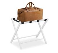 Relaxdays Soporte para Maletas Madera, Reposa Maletas Plegable, Porta equipajes, 54,5 x 66 x 44 cm, Color Blanco