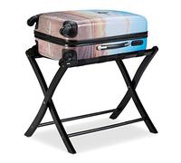 Relaxdays Soporte para maletas plegable de madera negro