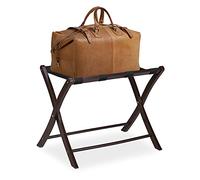 Relaxdays Soporte para Maletas Madera, Reposa Maletas Plegable, Porta equipajes, Estante Maletas, 52,5x66,5x48cm, Marrón