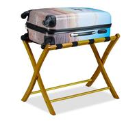 Relaxdays Soporte para maletas plegable de madera marrón claro,negro