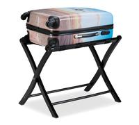 Relaxdays, Negro, Soporte para Maletas de Madera, Plegable, para Hotel, 52,5x66,5x48 cm, Kofferständer
