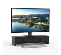 Relaxdays Soporte para Monitor, 2 cajones, 12,5 x 47 x 18 cm, Negro