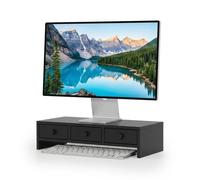 Relaxdays Soporte para Monitor, 3 cajones, 12,5 x 51 x 24 cm, Negro