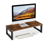 Relaxdays Soporte para monitor diseño industrial marrón oscuro,negro