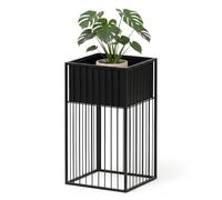 Relaxdays Soporte para Plantas A, Metal, Negro, salón y Pasillo | 61x30,5x30,5 cm, rectangular para macetas