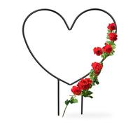 Relaxdays Soporte Forma de Corazón, Metálico, Plantas de Interior y Macetas, 32 x 25 x 0,5 cm Aprox, Negro, Acero