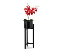 Relaxdays Soporte para macetas, Soporte para Flores con Maceta, Moderno, metálico para Plantas, HxD: 60 x 21,5 cm, Negro