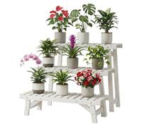 Soporte para plantas estantería banco de flores set 3 piezas madera abeto