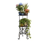 Relaxdays soporte para plantas vintage, 2 niveles, hierro fundido, 66×27,5 cm, exterior, marrón