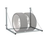 Relaxdays Soporte Ruedas Pared, para Colgar 4 Llantas, Almacenaje Neumáticos, Telescópico, hasta 90 kg, Acero, Gris, 70,5 x 143 x 73 cm