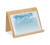 Relaxdays Soporte Tablet Madera, Escritorio, Cocina, Cama, Atril Libros, Diseño Moderno, Apoyo Leer, Recetas, Natural, 17 x 26 x 15.5 cm