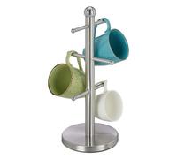 Relaxdays Soporte para Tazas, con 6 Brazos, Vertical, Acero Inoxidable, para Tacitas de Café, Cocina, Redondo, Plateado