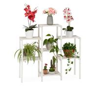 relaxdays Soporte Plantas Decorativo, Estantería Flores de Interior, Expositor, Madera, 86,5 x 95 x 29,5 cm, Blanco