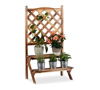 Relaxdays, Varios Tamaños Soporte Plantas con Enrejado para Trepadoras, 2 Escalones, Madera, Marrón, 109 x 61 x 40 cm