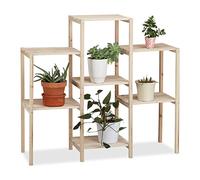 Relaxdays Soporte Plantas Original, Madera, Natural, 86 x 95 x 29 cm