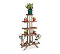 Relaxdays Soporte Plantas para Interior 5 Niveles, Madera, Marrón Oscuro, 142,5 x 83 x 28,5 cm