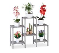Relaxdays Soporte Plantas Shabby Chic, Estantería Interior para Flores, Madera, 70 x 89 x 27 cm, Gris