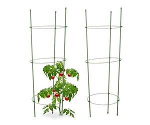 Relaxdays Soporte Plantas Trepadoras, Pack de 4, Ajustables, Tutores Tomateras, Obelisco Huerto, Plástico, 76 cm, Verde