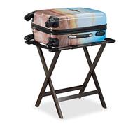 Relaxdays Soporte Plegable para Maletas, Marrón Oscuro, 53,5 x 58 x 36,5 cm, Bambú