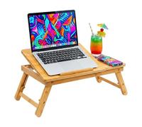 Relaxdays Soporte para portátil bambú diseño árbol marrón claro
