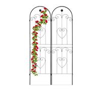 Relaxdays Soporte trepadoras 2 paneles corazones negro