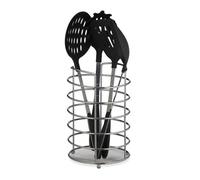 Relaxdays Soporte Utensilios Cocina Grande, Organizador Cubiertos, Bote, Almacenaje, Hierro, 1 Ud, 22,5x15 cm, Plateado, 22.5 x 15 cm