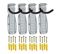 Relaxdays Soportes Bicicleta Pared, Set de 4, Plegables, Ganchos Bici, 26 x 11,5 x 13,5, hasta 25 Kg, Vertical, Gris