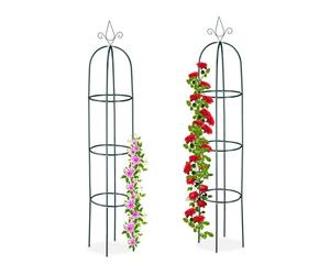 Relaxdays Soportes enredaderas 200 cm set de 2 verde oscuro