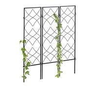 Set de 6 Soportes Plantas Metálicos, con Estacas, Enrejado para Trepadoras, 122 x 31 cm, para Jardín, Negro